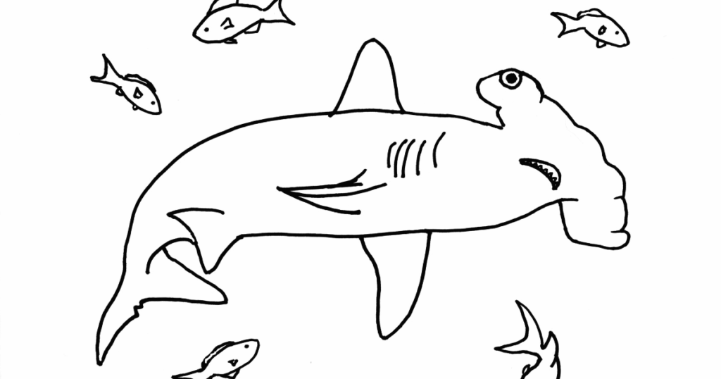 Hammerhead Shark In The Ocean Coloring Page