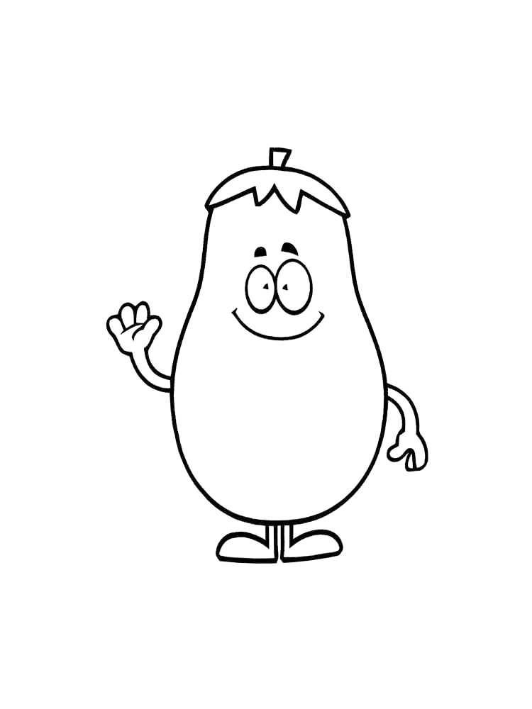 Happy Vegetable Eggplant Coloring Page