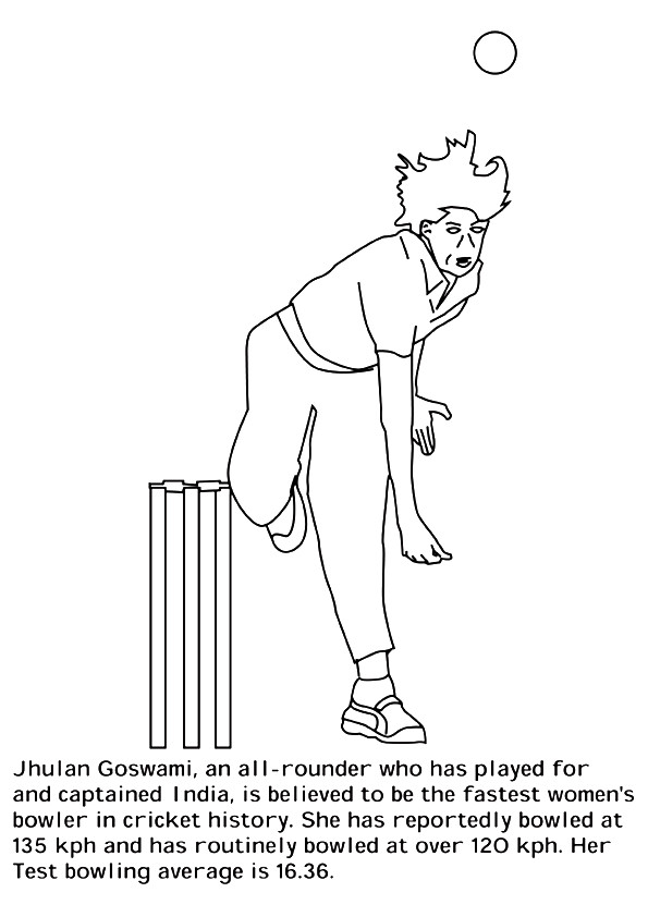 Jhulan Goswami Cricket Coloring Page