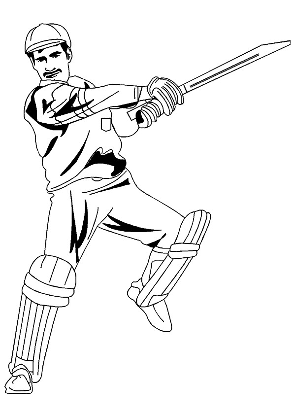 Man Playing Cricket Coloring Page
