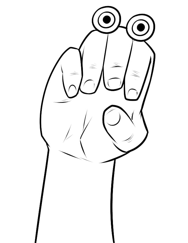 Oobie Hand Character Coloring Page