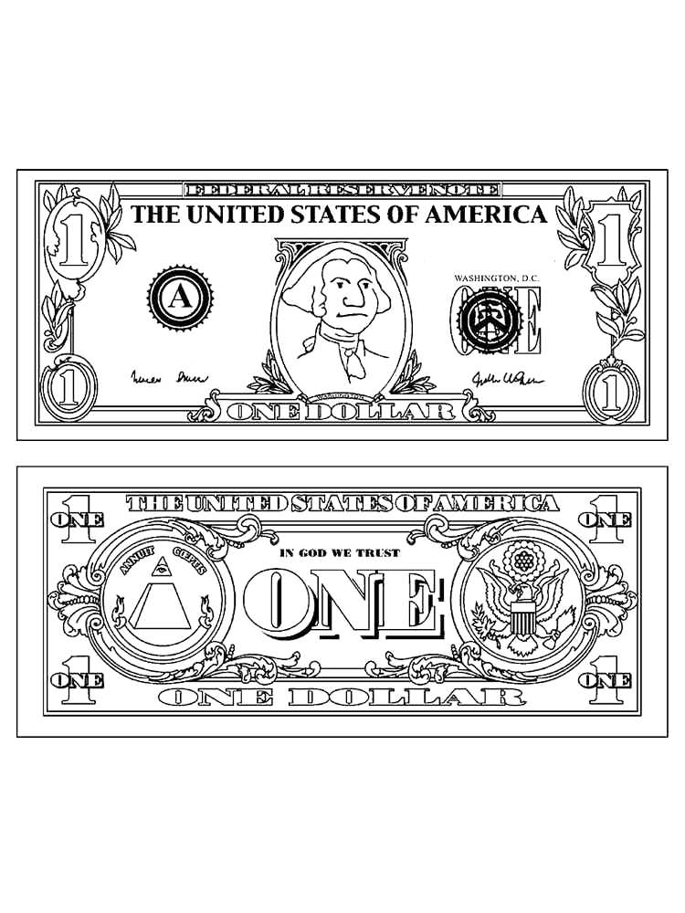 American Dollar Coloring Page