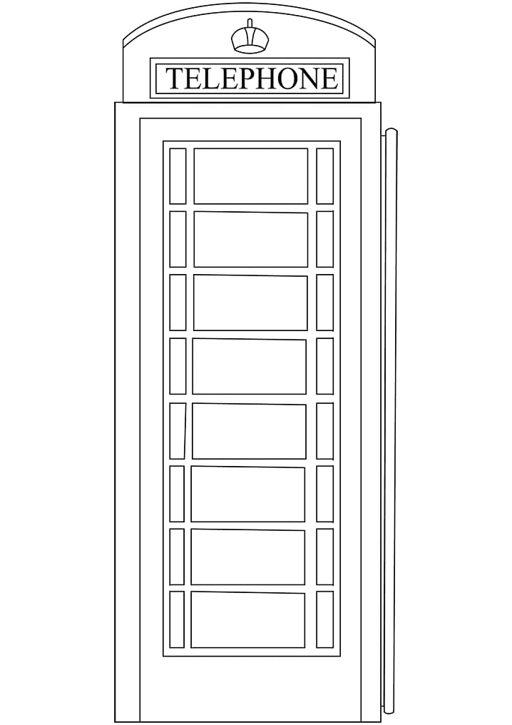 British Red Telephone Box Coloring Page