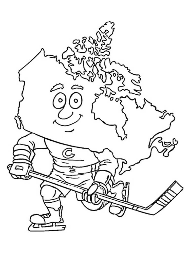 Canada Plays Hockey Coloring Page