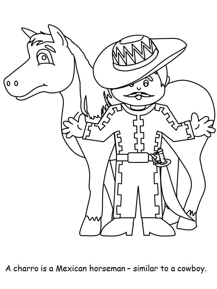 Charro Mexican Horsman Coloring Page