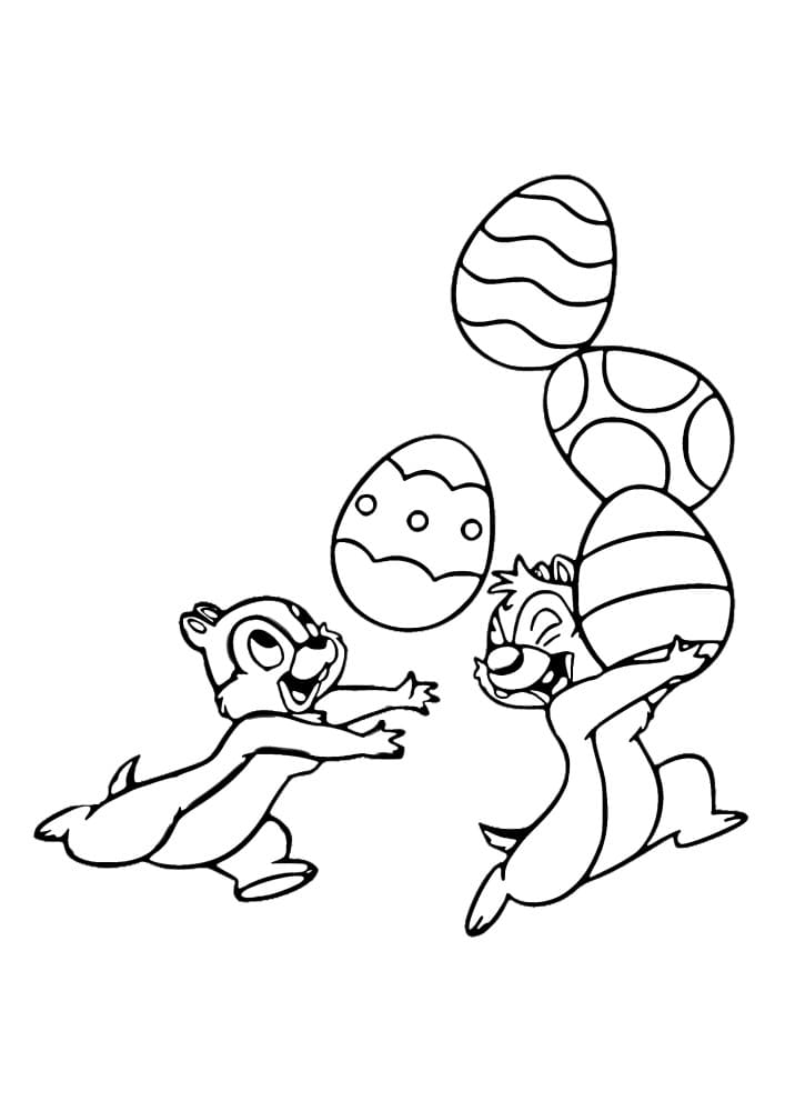 Chip And Dale Easter Eggs Coloring Pages