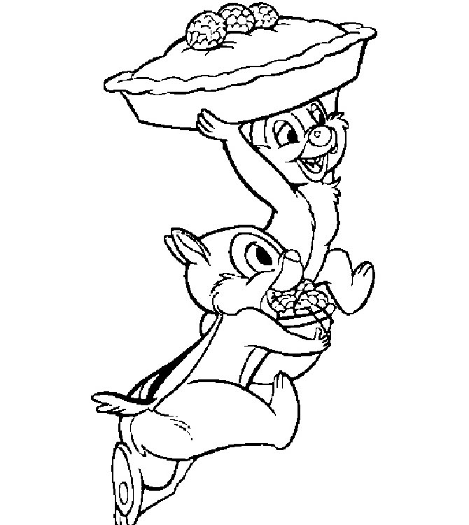 Chip And Dale With A Pie Coloring Page