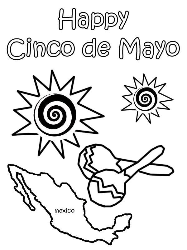 Cinco De Mayo Mexico Map Coloring Page