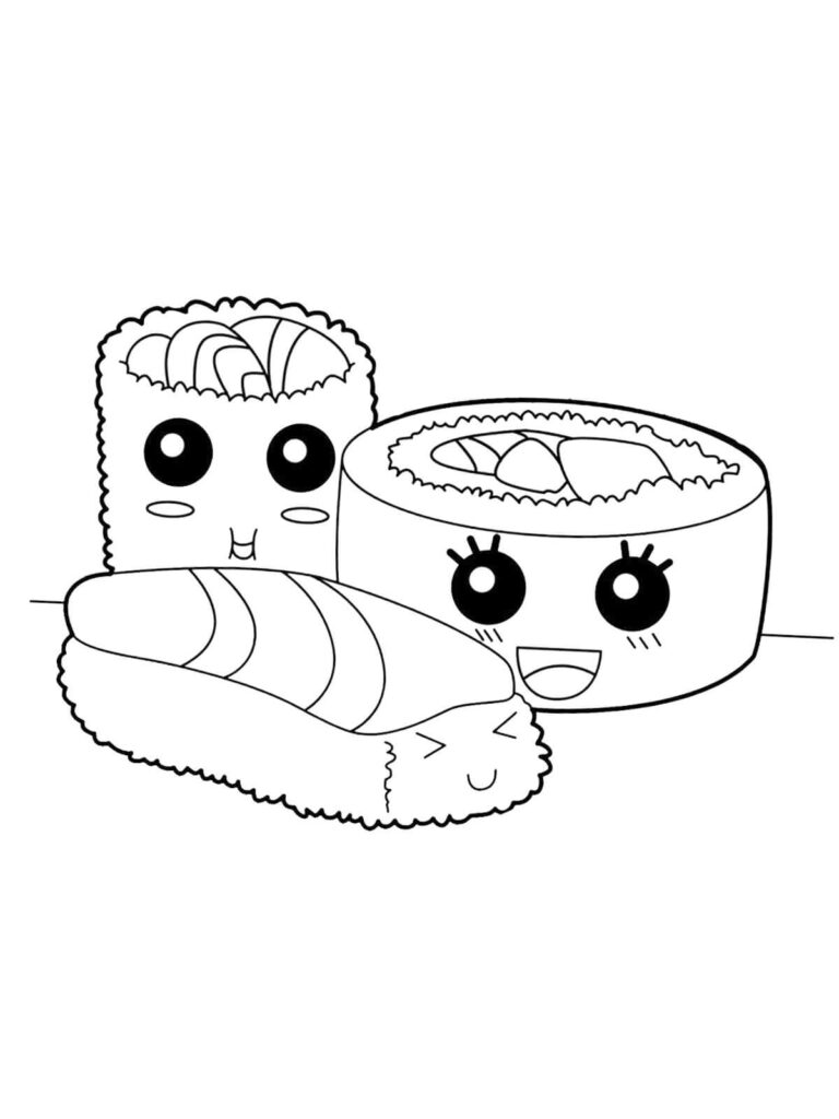 Cute Sushi Coloring Page