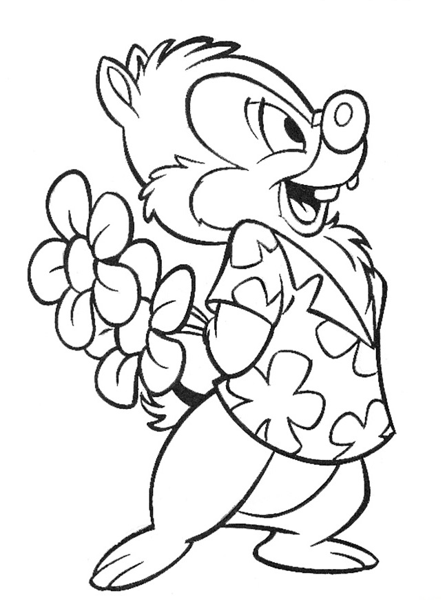 Dale With Flowers Coloring Page