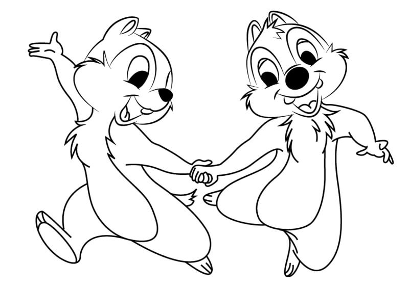 Dancing Chip And Dale Coloring Pages