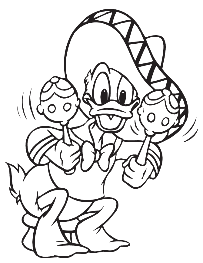 Donald Duck Mariachi Coloring Page