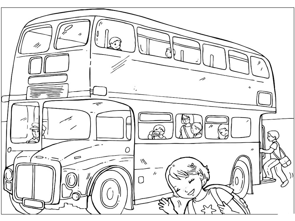 Double Decker Bus Coloring Page