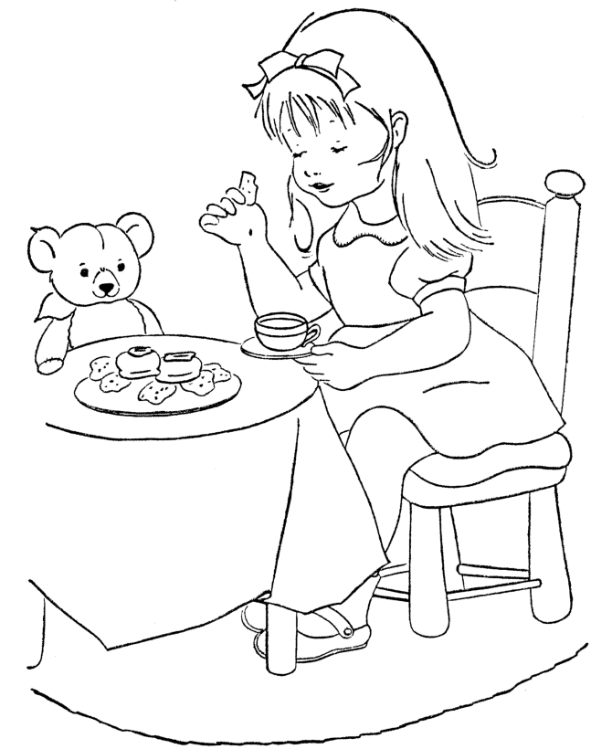 England Tea Party Coloring Page