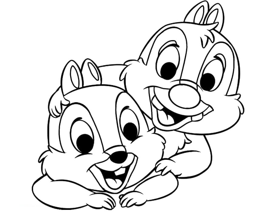 Happy Chip And Dale Coloring Page