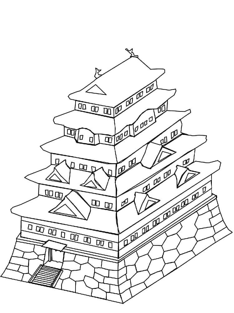 Japanese Architecture Coloring Page