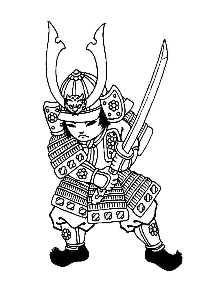 Japanese Samurai Warrior Coloring Page