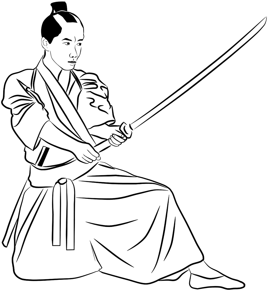 Japanese Swordsman Coloring Page