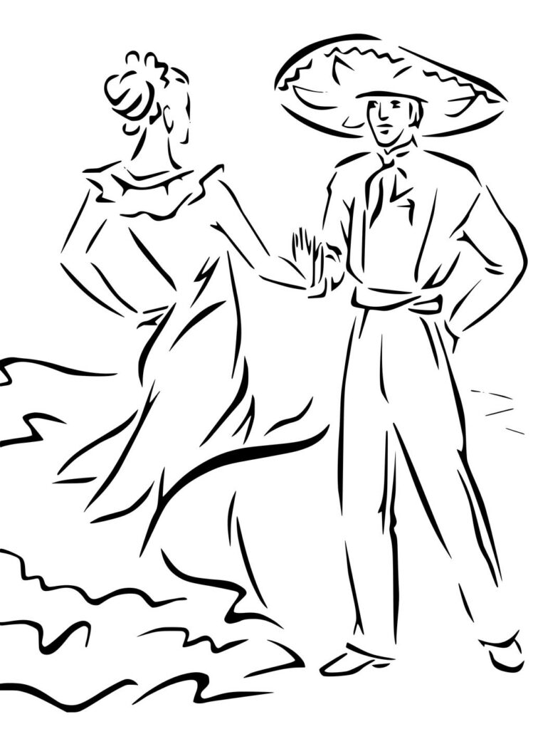 Mexican Dancers Coloring Page