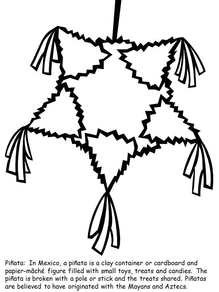 Mexican Pinata Coloring Page