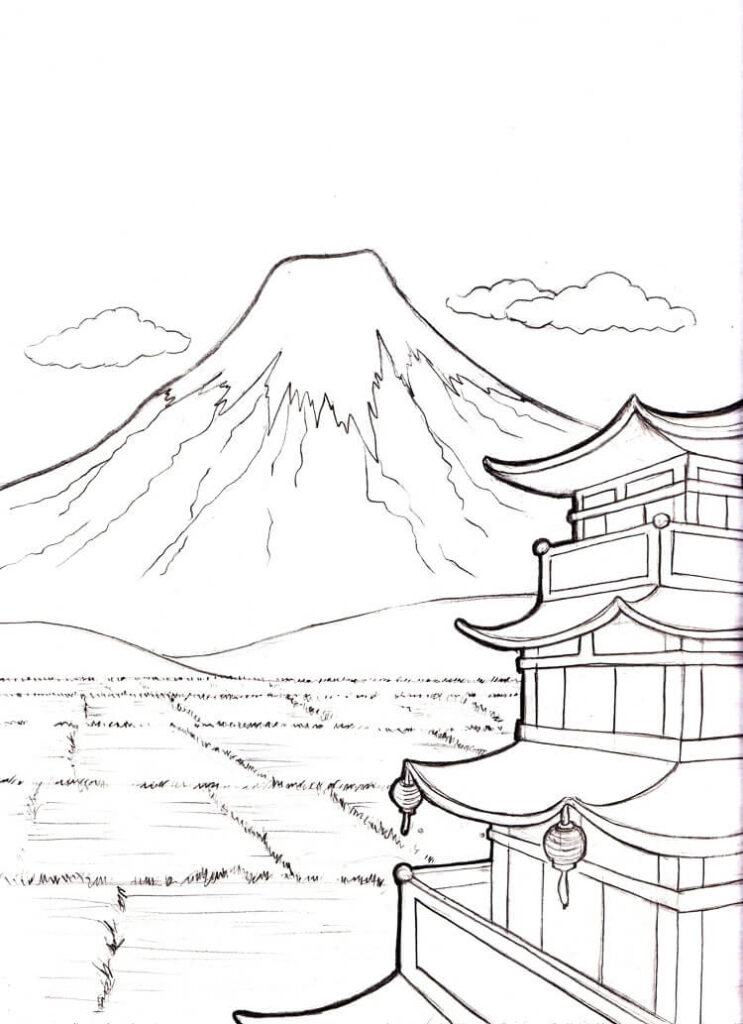 Mountain In Japan Coloring Page