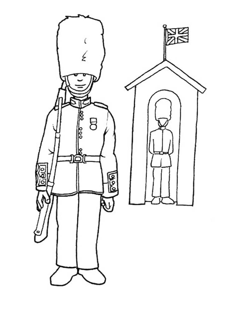 Queens Guard Wearing Bear Skin Coloring Page