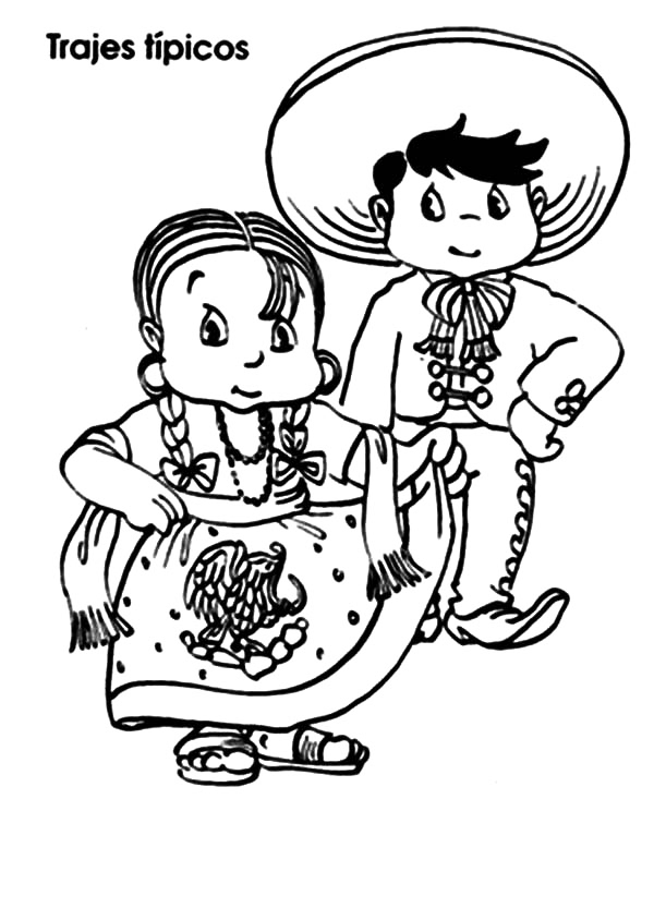 Trajes Tipicos Mexico Coloring Page