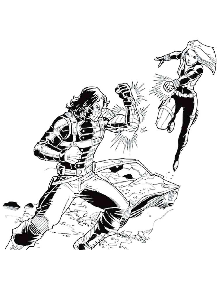 Winter Soldier Fight Coloring Page