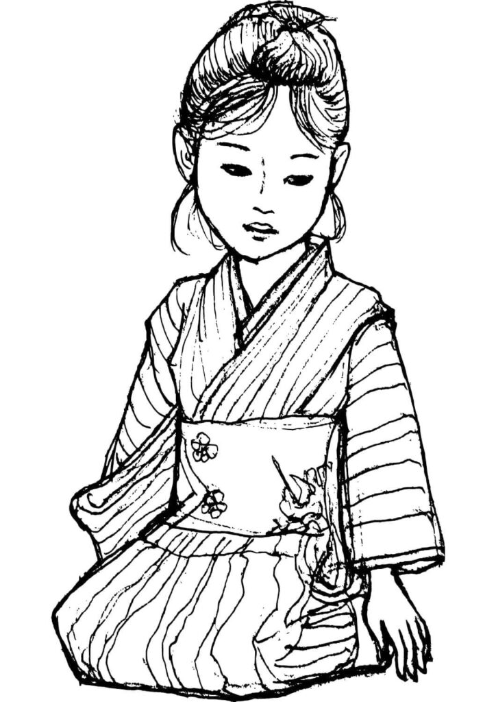 Young Japanese Girl Coloring Page