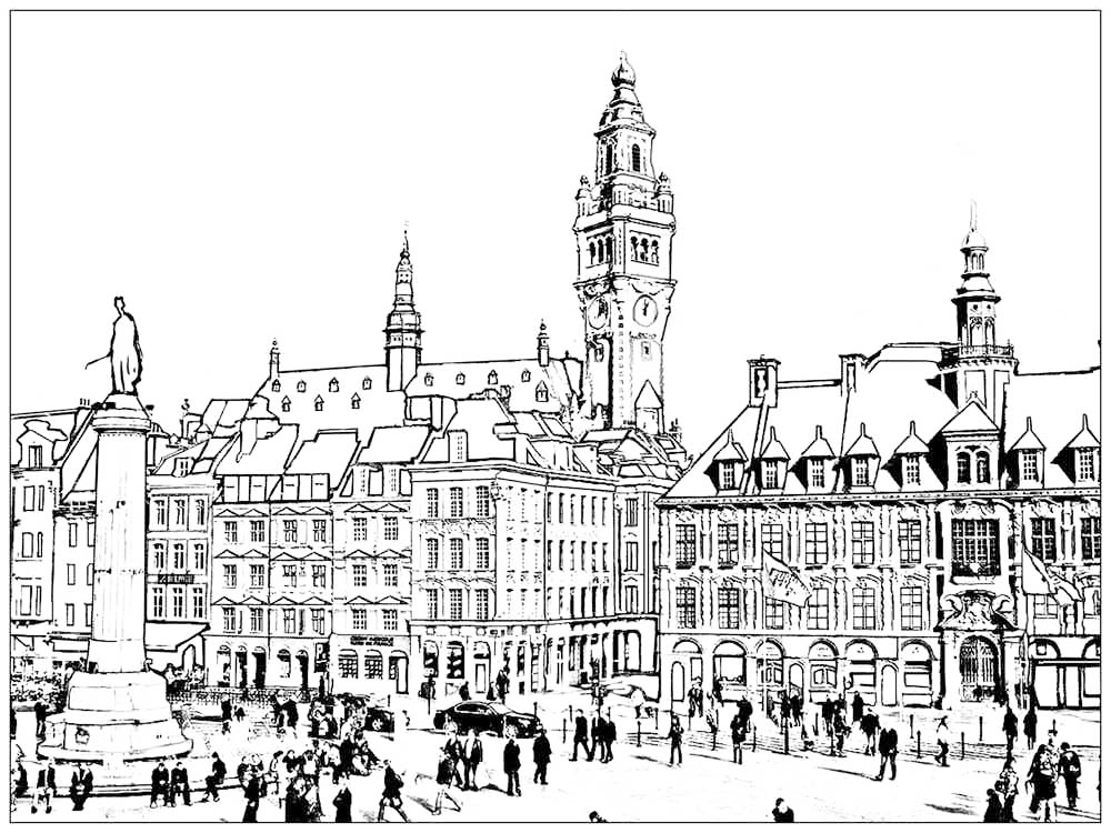 Architecture In France Coloring Page