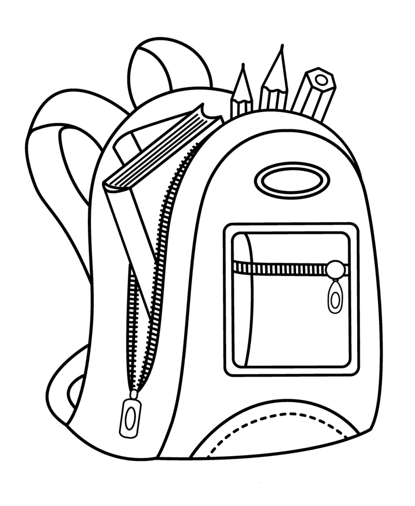 Backpack With School Supplies Coloring Page