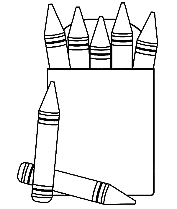 Box Of Crayons School Supplies Coloring Page