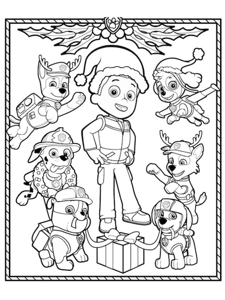 Christmas Paw Patrol Coloring Page