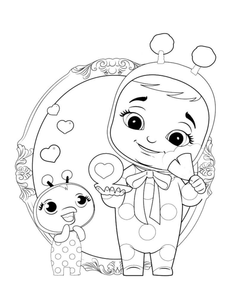 Cute Lady Cry Babies Coloring Pages