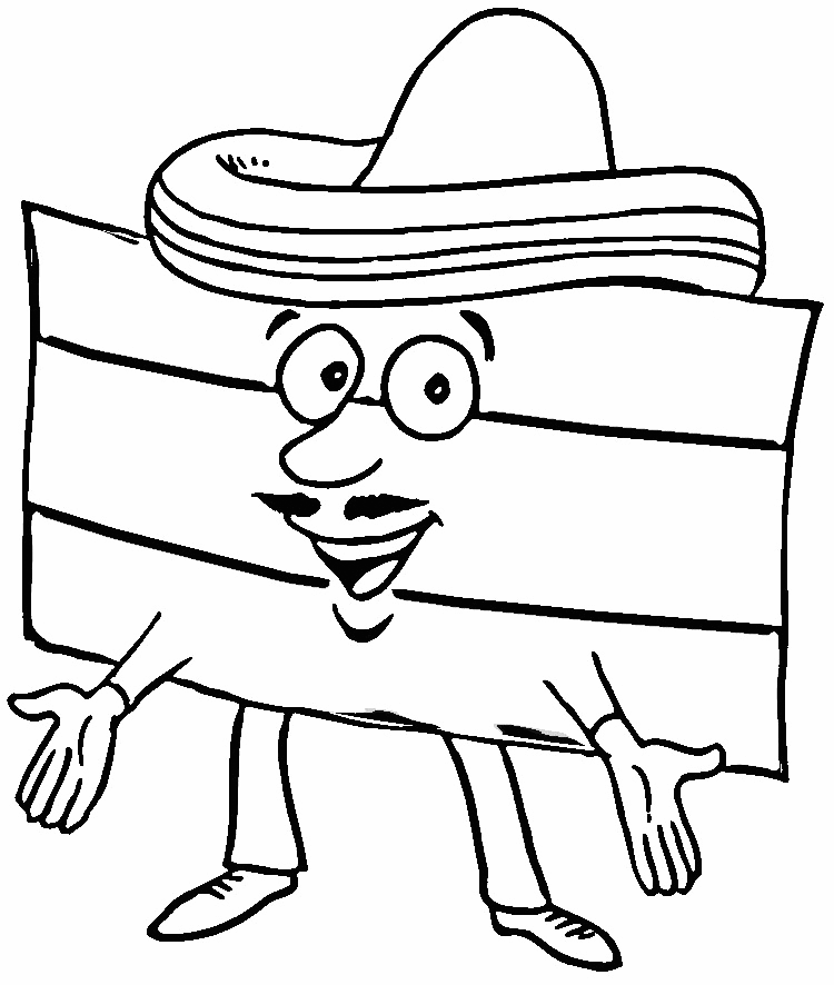 Cute Spain Flag Cartoon Coloring Page