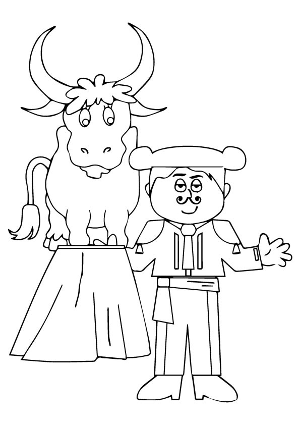 Matador And Bull In Spain Coloring Page