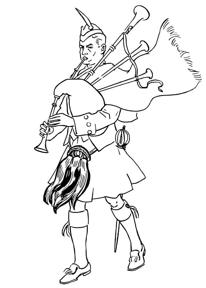 Playing The Bagpipes Coloring Page