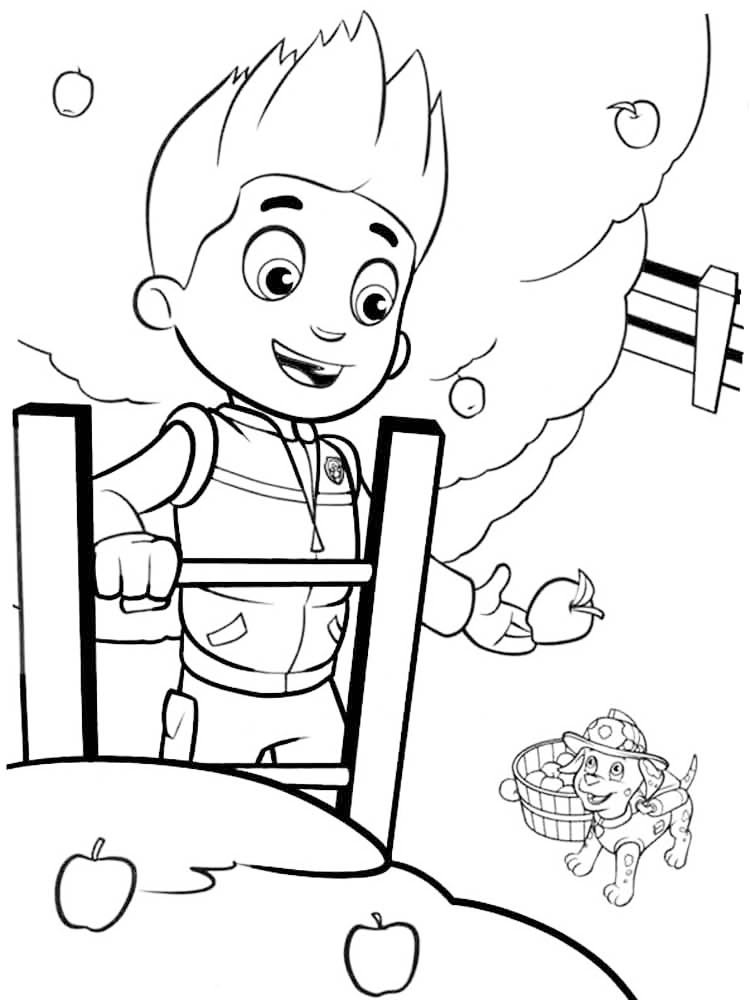 Ryder Picking Apples Paw Patrol Coloring Page