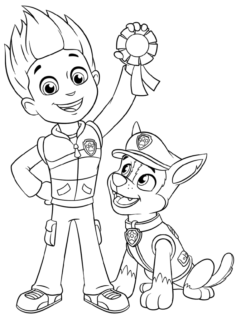 Ryder Winning Blue Ribbon Paw Patrol Coloring Page