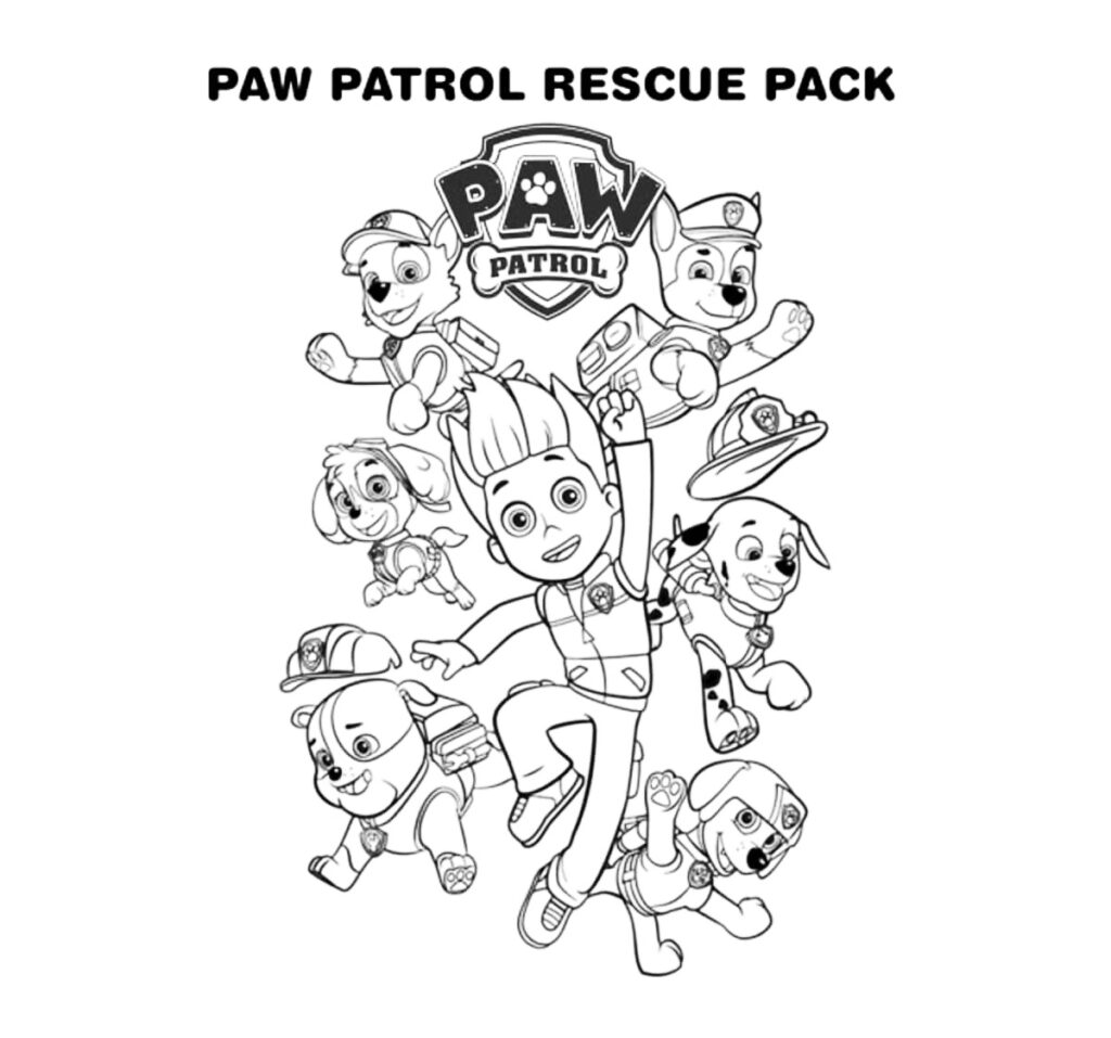 Ryder And The Rescue Pack Paw Patrol Coloring Page