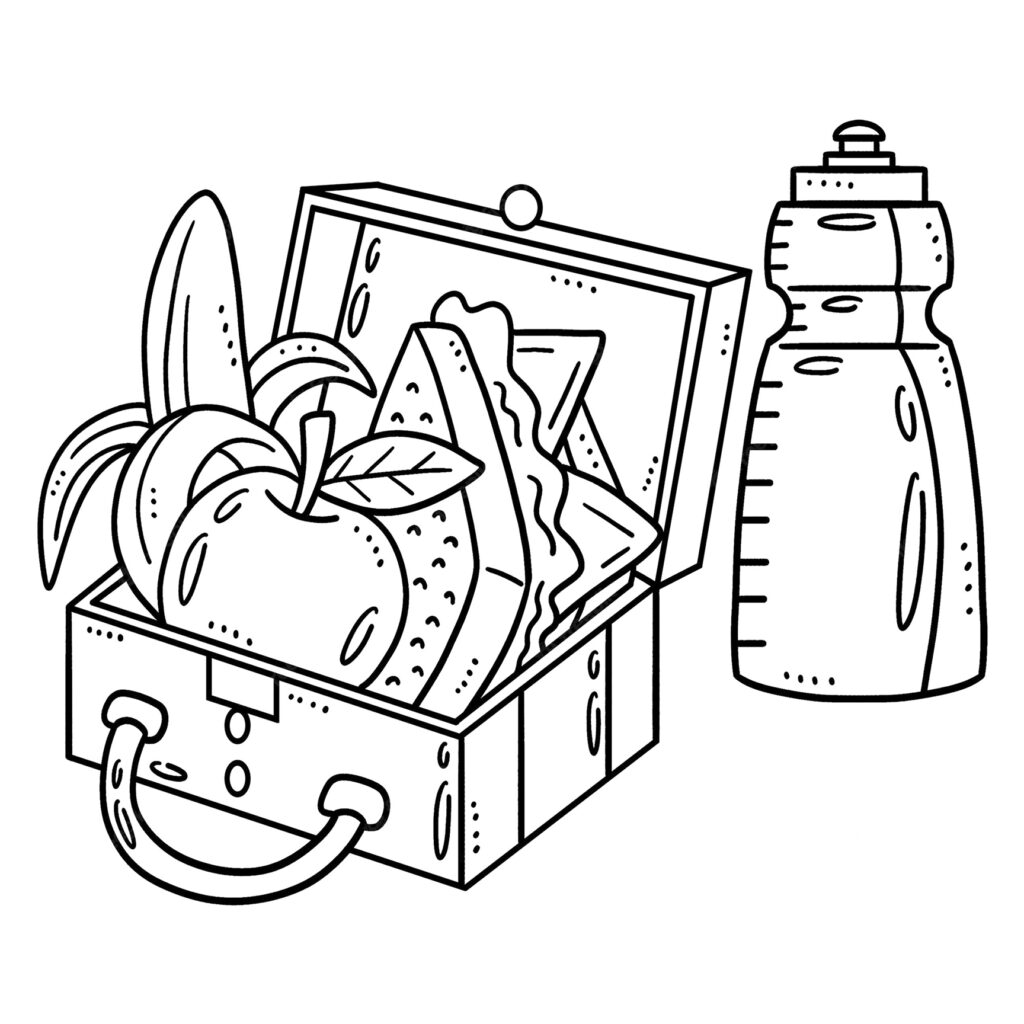 School Lunch Coloring Page