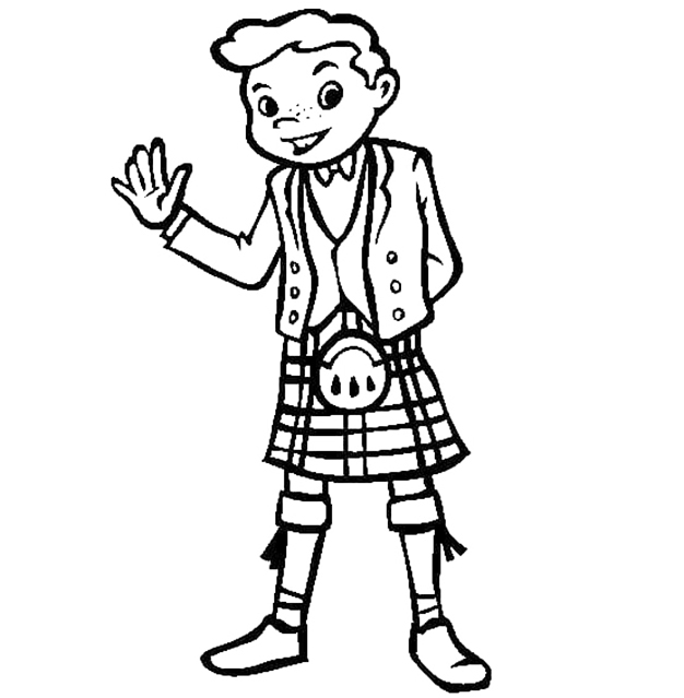 Scottish Boy In Kilt Coloring Page