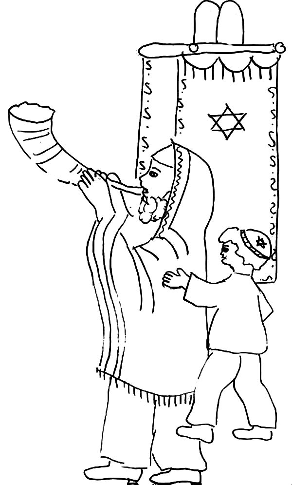 Sound Of The Shofar Coloring Page