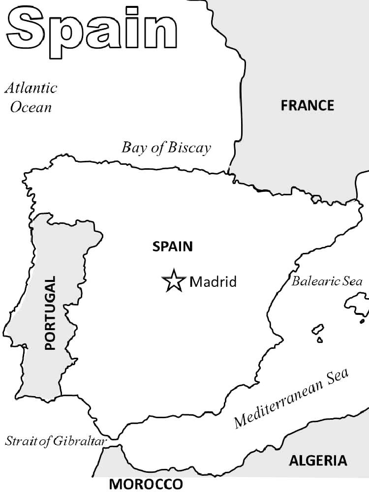 Spain Map Coloring Page