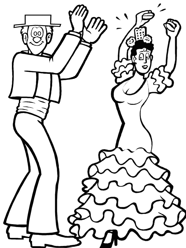 Spanish Dancers Coloring Page