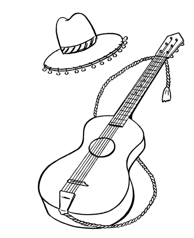 Spanish Guitar Coloring Page