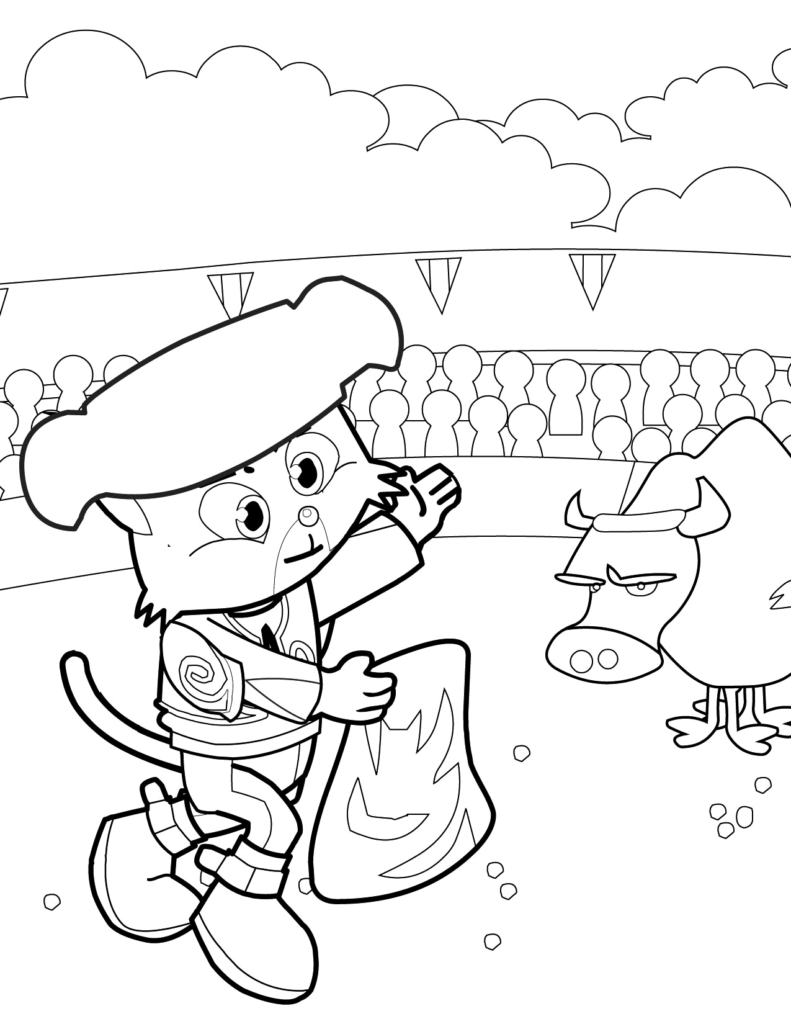 Spanish Style Bullfighting Coloring Page