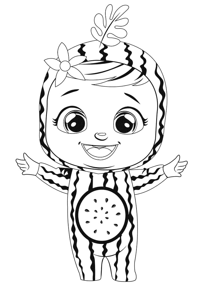 Watermelon Cry Babies Coloring Page