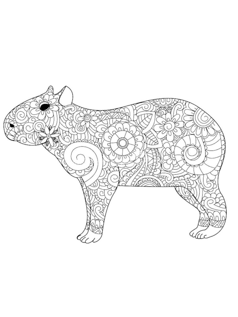 Zen Capybara Coloring Page