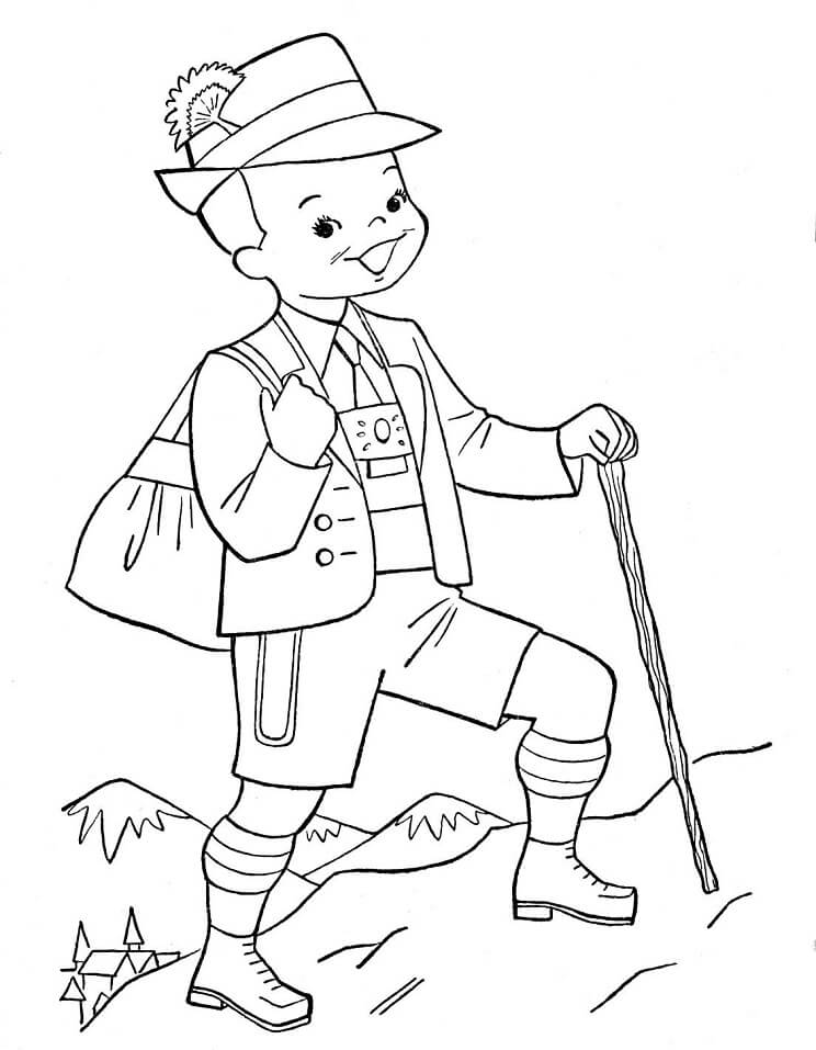 Austrian Boy Coloring Page